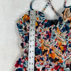 For Love & Lemons Floral Velvet Ruched Mini Dress Multicolor Small NWT thumbnail 8