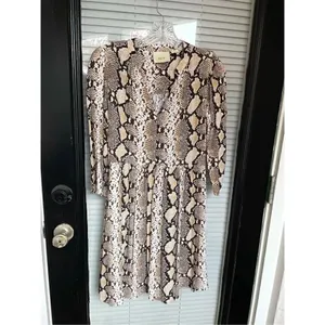 Anthropologie Women’s Juno Snake Skin Print 3/4 Sleeve Dress Brown Size XS thumbnail 9