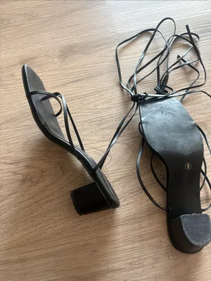 Y2k Square shaped heeled Women's Black Lace-Up Sandals size 8 thumbnail 7