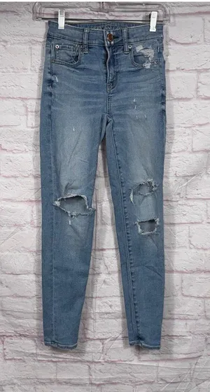 American Eagle Hi-Rise Jegging Women’s Size 00 Short Distressed Skinny Jeans thumbnail 1