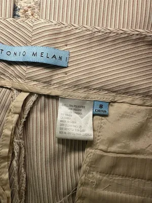 Antonio Melani Women's Size 8 Beige Brown Pinstripe Wide Leg Dress Pants thumbnail 3