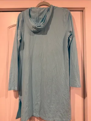 Coolibar Women's Cabana Hooded‎ Swim Cover-Up - Blue small thumbnail 3