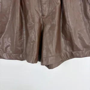 Abercrombie & Fitch Vegan Leather Pleated Short High Rise Structured Brown Large thumbnail 4