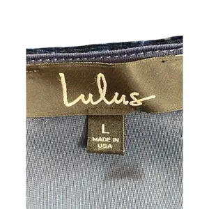Lulus Women’s Blue Crushed Velvet Wrap Dress Size L Fit & Flare Holiday Party thumbnail 5