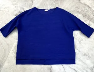 Chico's Bright‎ Blue Textured Design Top Size 2 Like Medium thumbnail 1