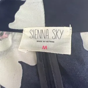 Sienna Sky Sz Medium Light Weight Open Front Blazer Jacket Navy and White Floral thumbnail 8
