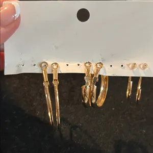 Gold Hoop Earring Set, 3 pairs thumbnail 2