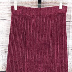 Anthro Hutch Burgandy Velour Midi Skirt Size XS thumbnail 10