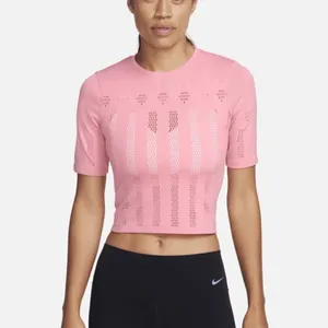 Nike Yoga women’s Dri-Fit Adv luxe short sleeve pink crop top athletic size M thumbnail 6