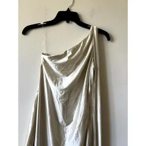 Oh Polly Sheril Asymmetric Scarf-Detail Maxi Dress in Ivory Size 8 New thumbnail 8
