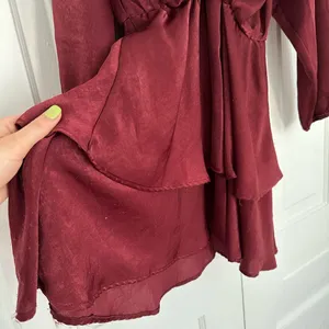 Zara burgundy colored satin/silk mini dress • Sz S thumbnail 7
