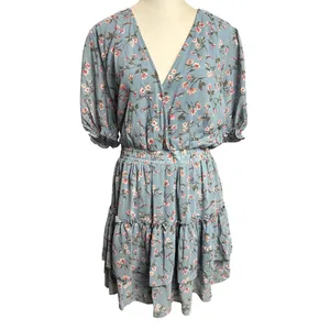 WAYF Dusty Blue Floral Mini Dress XL NWT Wedding Guest Garden Party thumbnail 2