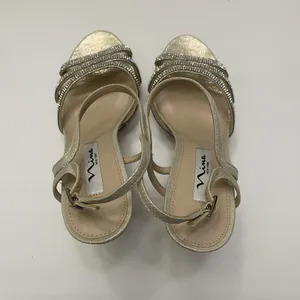 Nina‎ Saralyn Platino Platfom Sandal Heel Size 8 Gold Rhinestone Wedding Holiday thumbnail 6