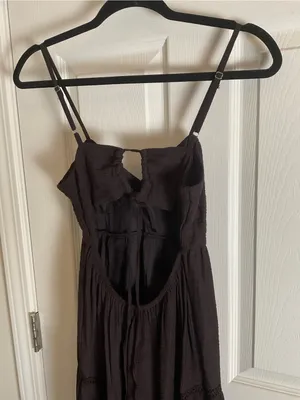Zara Black Textured Tiered Maxi Dress Size xSmall Cutout Back New thumbnail 9