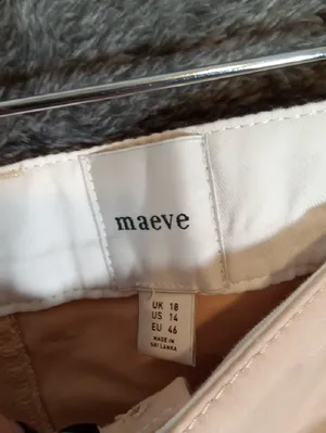Maeve Light Beige Trousers Cotton Blend Cropped Barrel Leg Vacation Womens 14 thumbnail 3
