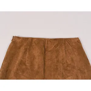 Abercrombie & Fitch Faux Suede Mini Skirt Size S Brown Preppy Fall Quiet Luxury thumbnail 9