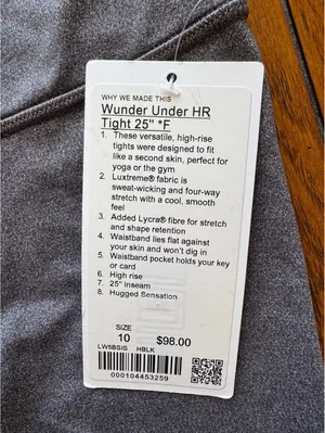 Lululemon Wunder Under High Rise 25” Luxtreme, Heathered Black Size 10 NWT thumbnail 5