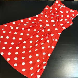 Dressbarn Red White Polka‎ Dot Dress Sleeveless Fit Flare Pockets Retro Size 4 thumbnail 1