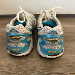 Asics White and Teal Women's Athletic Running Sneakers thumbnail 2