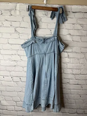 Unbranded Light Blue Denim Tie-Shoulder Dress size large thumbnail 9