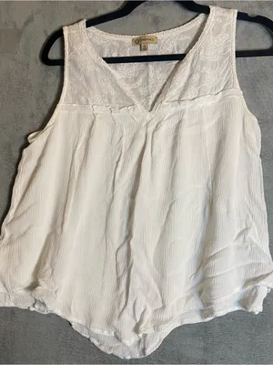 Democracy lace detail short sleeve flowy cottage top size medium hippie festival thumbnail 1