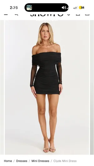 Showpo NWT Black mini dress with long sleeves size 16 thumbnail 3