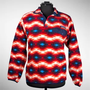 Patagonia Synchilla Snap T Fleece Pullover Women Small Red Aztec Southwest thumbnail 1