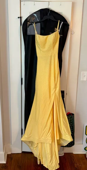 Yellow Open Back Sherri Hill Dress  thumbnail 1