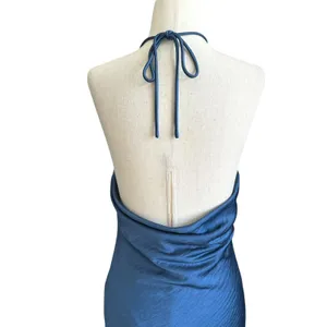 Hello Molly Blue Lined Open Back Halter Dress Women's Size 4 | 48-55 thumbnail 3