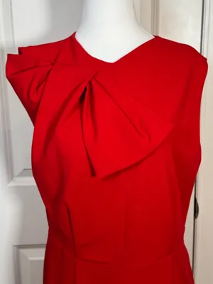 Alexia Admor Red Bow Sheath Dress Wedding Guest Holiday Cocktail Career Gala L thumbnail 3