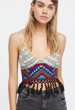 Free people eastern‎ fringe crop top bralette thumbnail 1