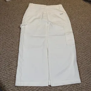 TNA Aritzia White Denim Carpenter Long Midi Maxi Skirt Utility Workwear Size 4 thumbnail 2
