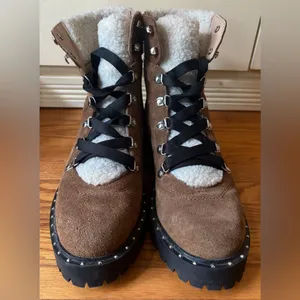 Steve Madden Receptive Lace Up Hiker‎ Brown Suede Size 7.5 EUC thumbnail 5
