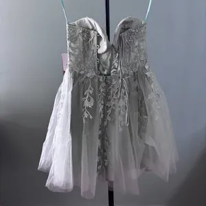 Stacees A-line Sweetheart Short/Mini Tulle Homecoming Dress with Beading Lace 4 thumbnail 5