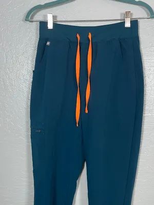 Figs Women S Teal Blue High Waisted Zamora Jogger Scrub Pants Pocket Stretch thumbnail 3