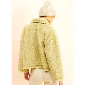 Free People Moon River Sherpa Collared Jacket Pale Lime size S thumbnail 5