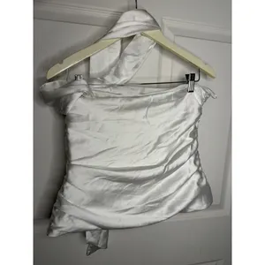 Zara Foulard White Satin Strapless Top Scarf Ethereal Bride Bachelorette thumbnail 2
