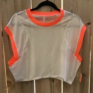 NWT Free People Movement Good Sport Tee White with Neon trim MSRP $68 thumbnail 5
