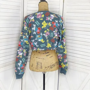 Disney‎ Mickey Mouse And Friends Crop Sweatshirt Gray Multi Medium thumbnail 4