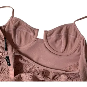 Out From Under Pink Lace Stretch Bodysuit Women's Size Small | 51-25 thumbnail 6