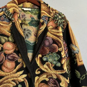 Vintage 90’s California Style Baroque Fruit & Vine Tapestry Jacket thumbnail 3