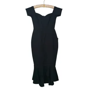 NWT Lulus Off Shoulder Trumpet Midi Dress Mermaid Womens S Black Cocktail Event thumbnail 2