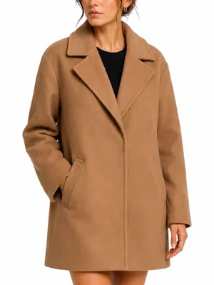 Express Wool Blend Cocoon Coat Snap Button Camel Tan Size L thumbnail 1