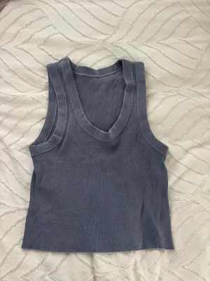 Washed Blue Cotton Tank thumbnail 3