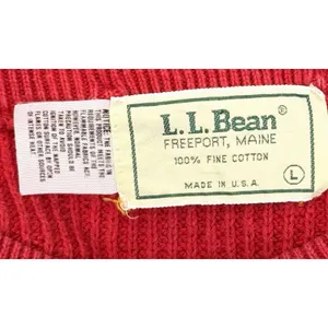 LL Bean Sweater Women’s L Red Cotton Ribbed Knit Pullover Made USA Vintage thumbnail 5