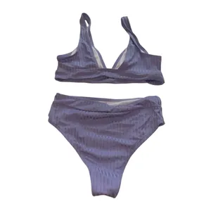 SHEIN Lavender Ribbed High-Waist Bikini Set thumbnail 2