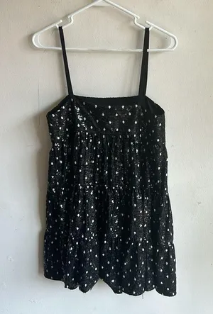 ZARA Polka Dot Sequined Babydoll Dress Size XS NWT thumbnail 7
