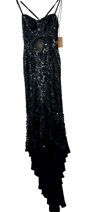 Mandalay Women’s Sleeveless Sequin Hi Low Formal Gown Dress Black Size 6 NWT thumbnail 1