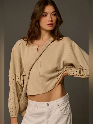 Anthropologie Pilcro Batwing Eyelet Sweatshirt size large thumbnail 1