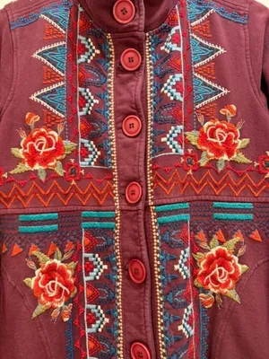 Johnny Was Gypsy, Folk art, Wearable Art, Goblincore, Y2K fashion, Artisan, Jacket Dress thumbnail 2